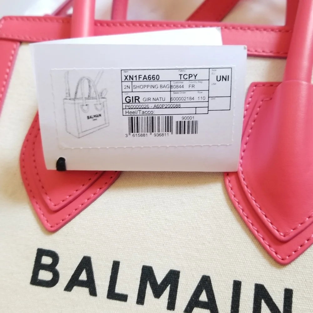 Balmain B-Army 24 Canvas Logo Shopper Crossbody Bag Natural Pink - Picture 10 of 13